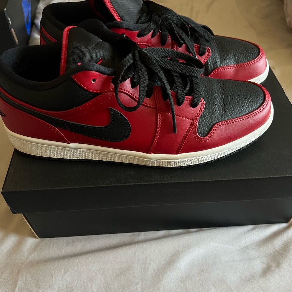 Jordan 1 Low Red and Black Sneakers